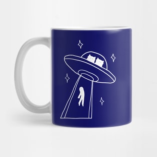 cat alien abduction line art Mug